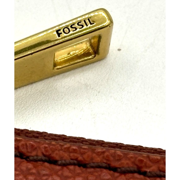 Fossil Pebbled Cowhide Leather Cinnamon Brown Zippered Money Wallet Pouch Clean! - Picture 6 of 14